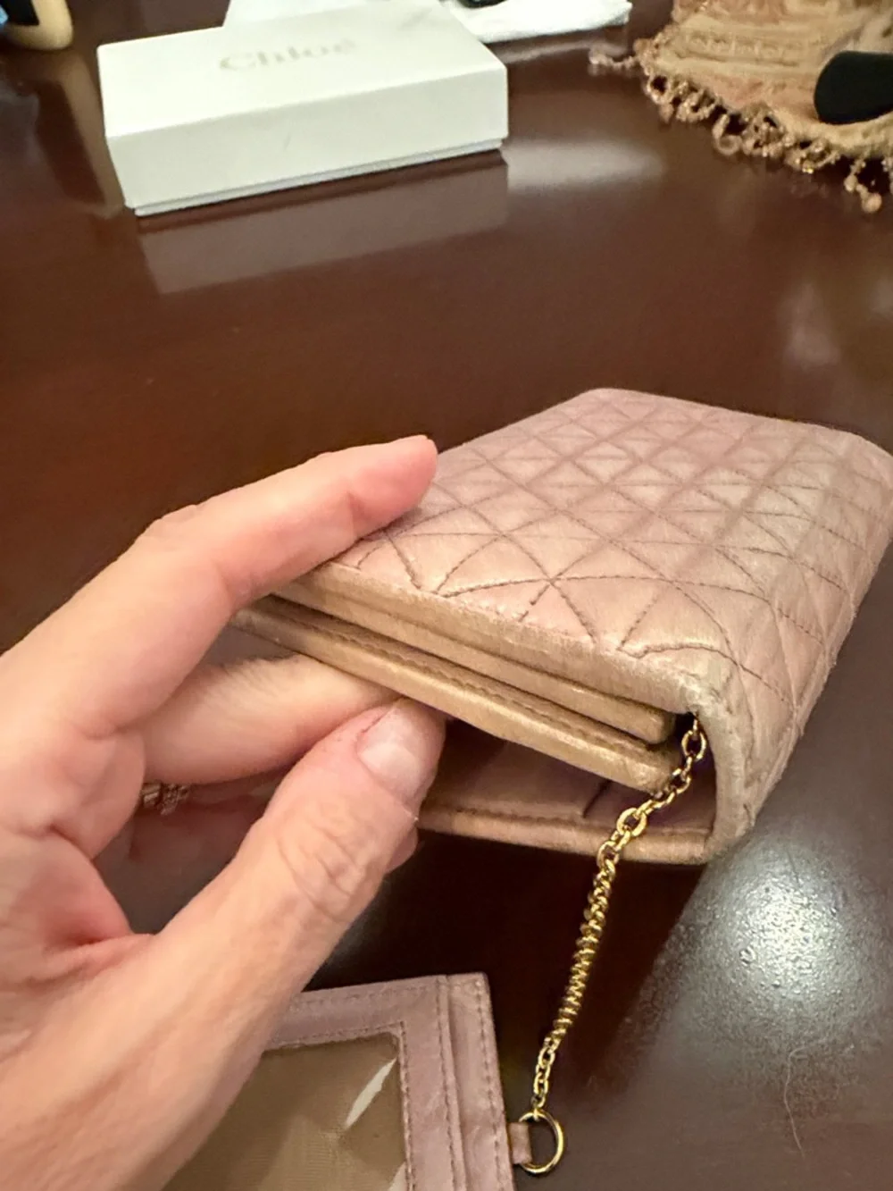 Prada Quilted Blush Pink Wallet with ID Holder worn! - Picture 11 of 14
